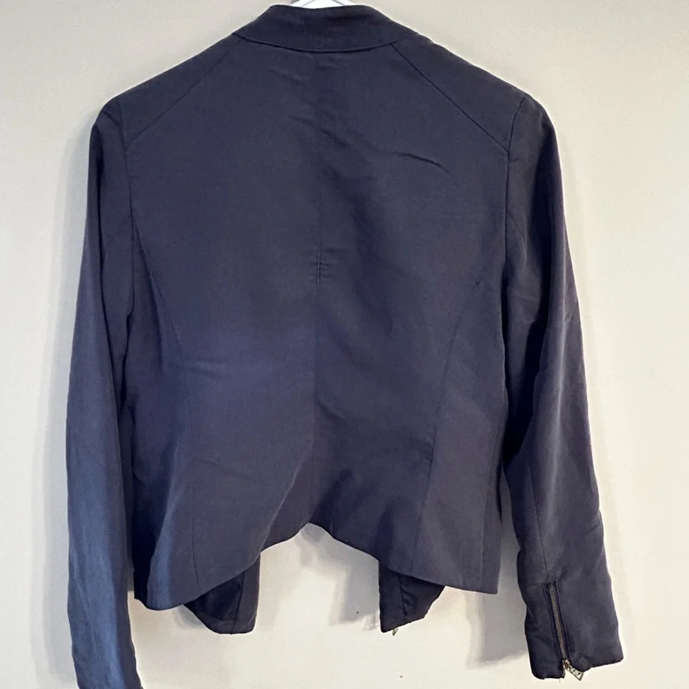 Apt 9 Slate Gray Moto Jacket Lined Size Xs Full Asymmetric Zip Fabric GUC - Picture 3 of 10
